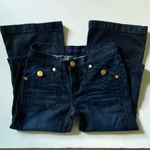 Rock & Republic Scorpion Womens Jeans Flare Size 0 Flap Pockets Dark 29" Inseam